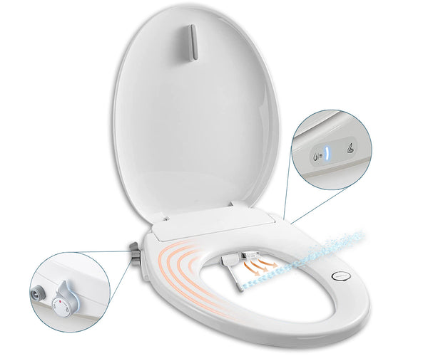 Butt Buddy Suite Smart Bidet Toilet Seat Attachment Fresh Water Sprayer Full Bidet Side Controls Air Dryer Seat warmer Nozzle Spraying Image In My Bathroom IMB