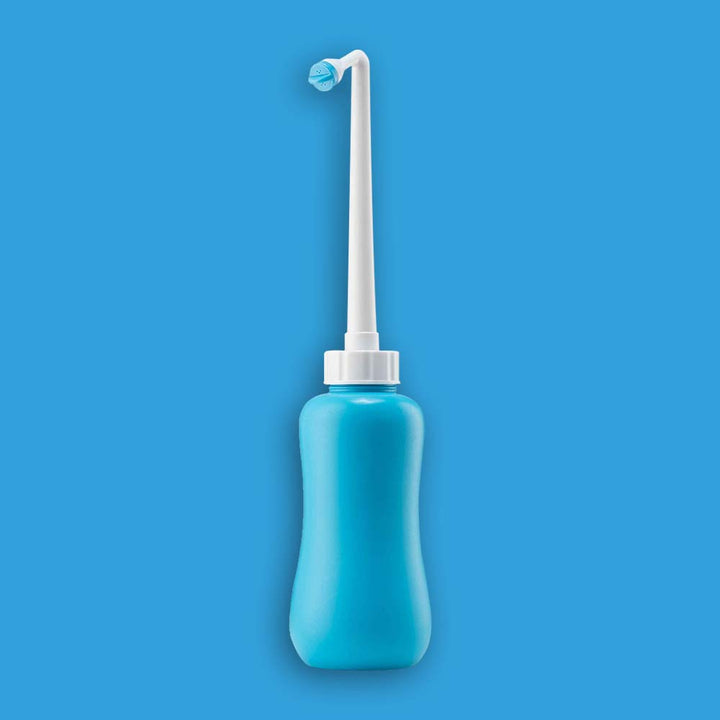 Butt Buddy Go Portable Bidet Handheld Fresh Water Sprayer Front Standing Extended Nozzle Image In My Bathroom IMB
