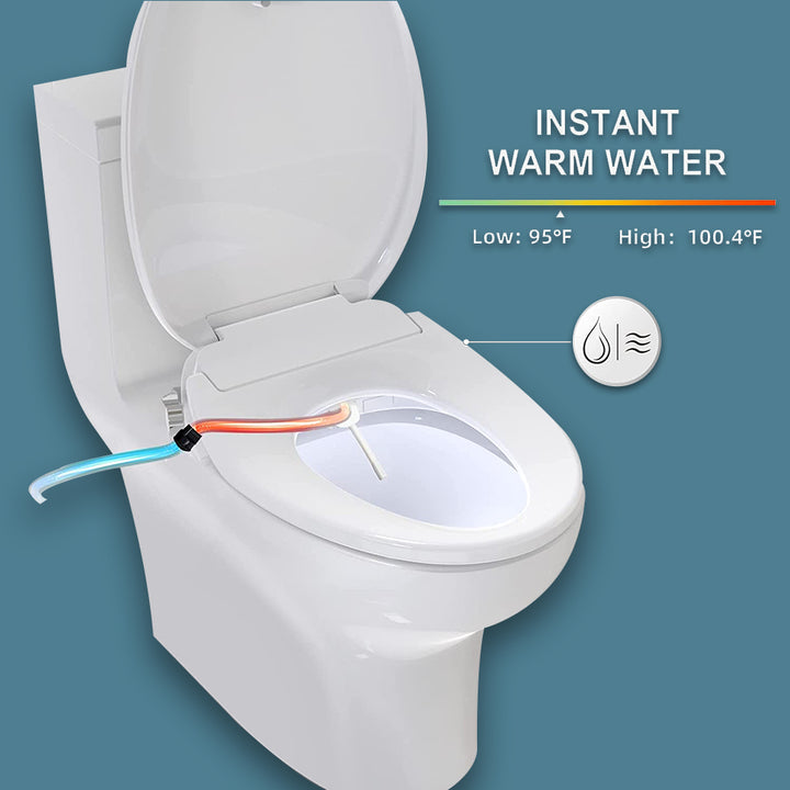 Electric Bidet Toilet Seat – Warm Water, Heated Seat, Warm Air Dryer, LED – Elongated, White (Unbranded)